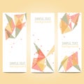 Vector banners set with polygonal abstract shapes, with circles, lines, triangles Royalty Free Stock Photo