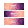 Vector banners set with polygonal abstract shapes, with circles, lines, triangles Royalty Free Stock Photo