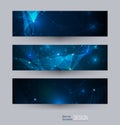 Vector banners set with polygonal, geometric, circles, lines, Triangle pattern shape Royalty Free Stock Photo