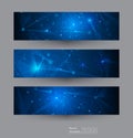 Vector banners set with polygonal, geometric, lines, Triangle pattern shape Royalty Free Stock Photo
