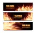 Vector banners set with realistic fire flames Royalty Free Stock Photo