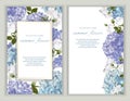 Vector banners set with roses and hydrangea flowers