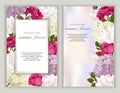 Vector banners set with roses, hydrangea and tulips flowers