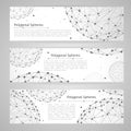 Vector banners set with wireframe mesh polygonal