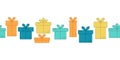 Vector banners with thin line icons of gift boxes.