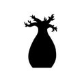 Vector baobab tree silhouette. Black baobab tree