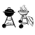 Vector barbecue grill BBQ icons set on white background Royalty Free Stock Photo