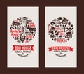 Vector barbecue, grill and steak house cards