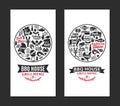 Vector barbecue, grill and steak house cards