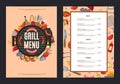 Vector barbecue or grill vertical menu template