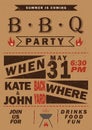 Vector barbecue party invitation. BBQ template menu design. Food flyer.