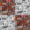 Vector barbecue seamless pattern or background