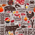 Vector barbecue seamless pattern or background Royalty Free Stock Photo