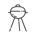 Vector barbeque grill line icon isolated on transparent background.
