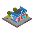 Vector barber shop isometric building