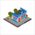 Vector barber shop isometric building isolated