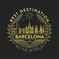 Vector Barcelona City Badge, Linear Style Royalty Free Stock Photo
