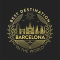 Vector Barcelona City Badge, Linear Style Royalty Free Stock Photo