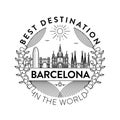 Vector Barcelona City Badge, Linear Style Royalty Free Stock Photo