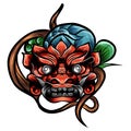 vector barong mask in red Bali and Japan