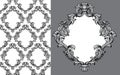 Vector baroque acanthus leaves frame seamless pattern