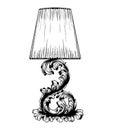 Vector baroque table lamp line art. Classic royal decor ornaments