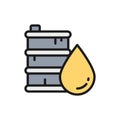 Vector barrel oil flat color line icon.