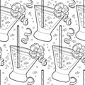 Vector bartender equipment seamless pattern. Vector line art illustration