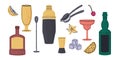 Vector bartender equipment set