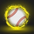 Vector baseball ball in yellow flame