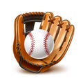 Vector baseball championship flyer 3d ball, glove Royalty Free Stock Photo