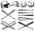 Vector Baseball Equipment illustrations Royalty Free Stock Photo