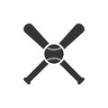Vector baseball icon with baseball ball and two bats. Isolated on white. Royalty Free Stock Photo