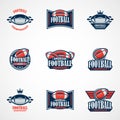 Set of American Football Logo Template. Vector College Logos Ill Royalty Free Stock Photo