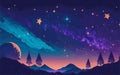 vector based background illustration featuring a celestial landscape with mesmerizing galaxies, twinkling stars, and a