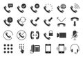 Vector basic phone and call icon set, solid style