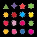 Vector basic shape colorful stars collection for your design. Polygonal elements with curve edges.