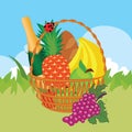 Vector of a basket of food
