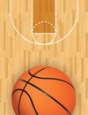 Vector Basketball and Hardwood Court Royalty Free Stock Photo