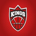 Vector Basketball logo.Basketball kings emblem template with basketball ball and shield with crown shape.