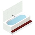 Vector bath tub, isometric perspective. Modern bathtub filled with water. Royalty Free Stock Photo