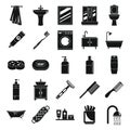 Vector Bathroom elements black simple collection isolated on white Royalty Free Stock Photo