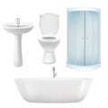 Vector realistic bathroom icon set Royalty Free Stock Photo