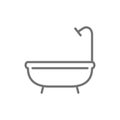 Bathtub, shower, bathroom line icon.