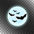 Vector bats with moon. Halloween illustration.