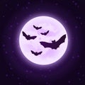 Vector bats with moon. Halloween illustration.