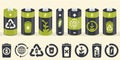 Vector battery cylinder elements. Eco icons set