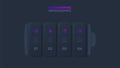 Vector battery element for infographic. Dark neumorphic template with 5 options workflow progress