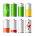 Vector battery icons with level of charge Royalty Free Stock Photo