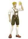 Bavarian Men Wearing Lederhosen and Beer